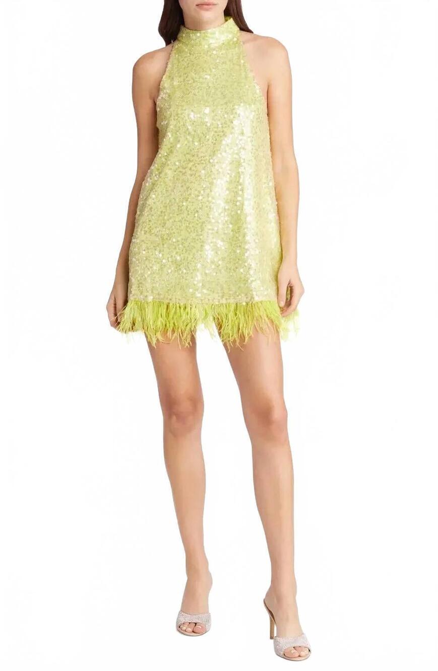 NEW CIEBON shimmer cocktail dress in lime
